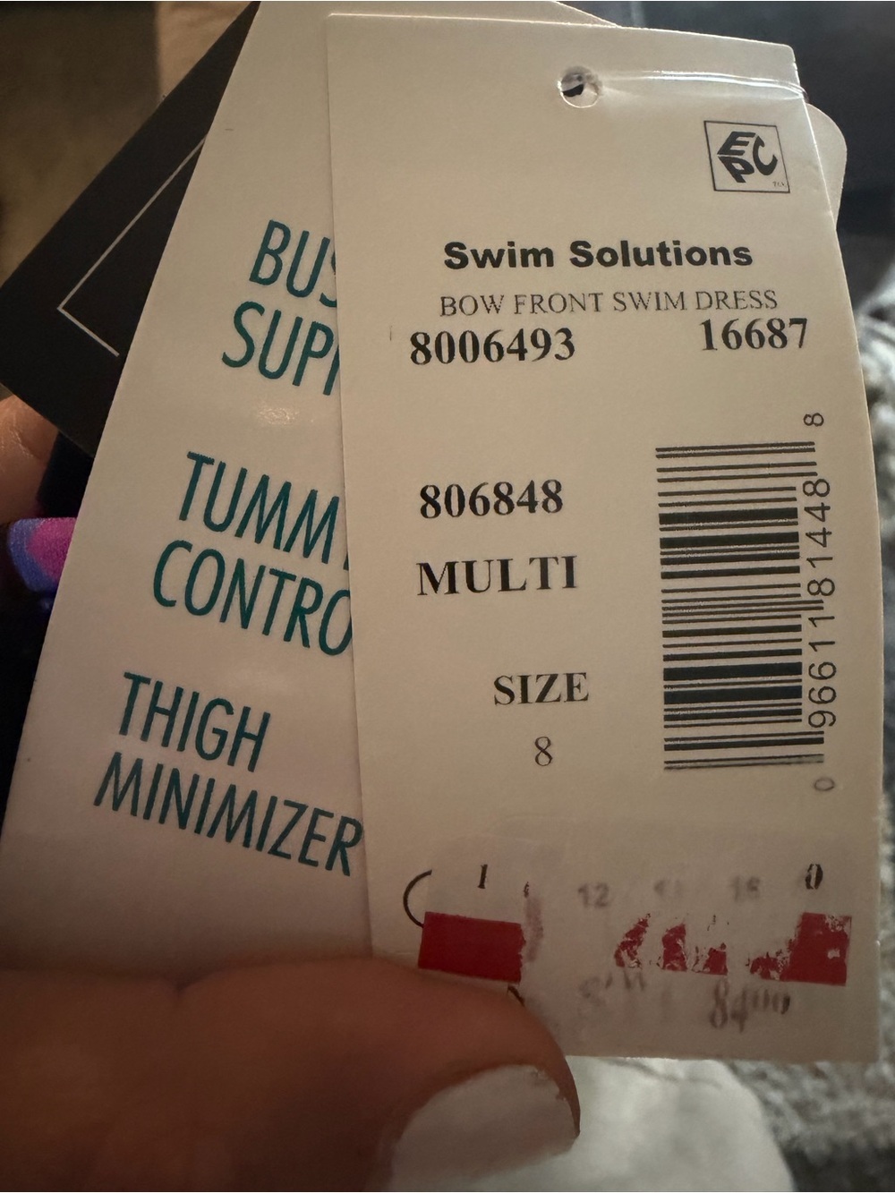 Swim Solutions Swim Dress Pink and Purple Multicolor Swimsuit - Picture 9 of 10